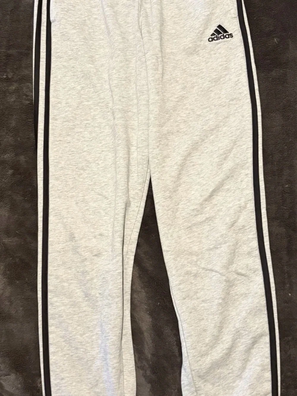 adidas Light Gray Joggers with Black Side Stripes